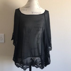 BNWT, black lace poncho
